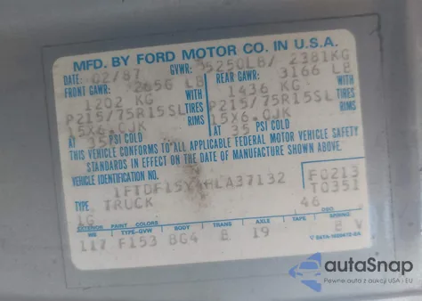 1987 Ford F150 from USA, damaged, VIN 1FTDF15Y4HLA37132